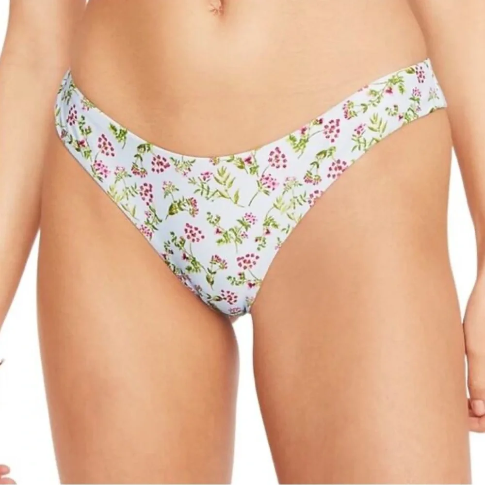 J.CREW Curved-Waist Cheeky Bikini Bottom in Cloud Meadow Low Rise Med NEW